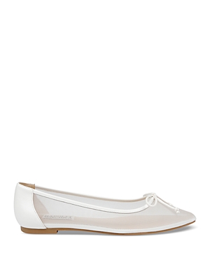 Shop Badgley Mischka Women's Cam Snip Toe Bow Accent Mesh Flats In White