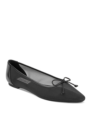 Shop Badgley Mischka Women's Cam Snip Toe Bow Accent Mesh Flats In Black