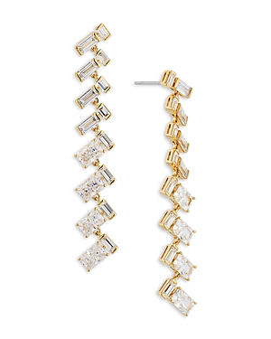 Shop Nadri Gwen Cubic Zirconia Herringbone Linear Drop Earrings In Gold