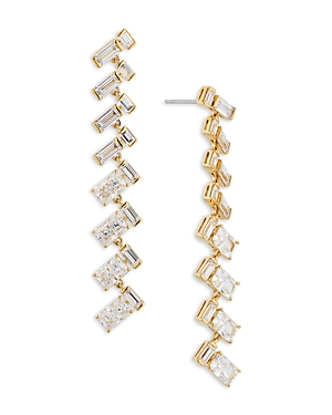 NADRI GWEN CUBIC ZIRCONIA HERRINGBONE LINEAR DROP EARRINGS