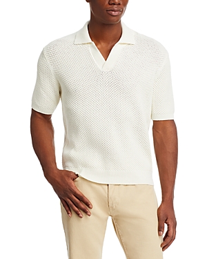 Shop Frame Open Weave Polo Sweater In Off White