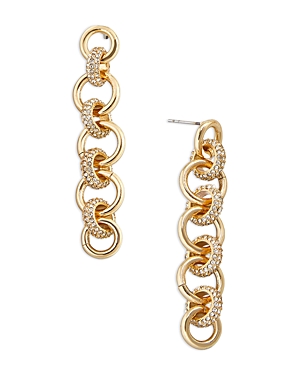 Beth Pave Link Linear Drop Earrings in Gold Tone