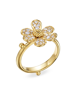 Shop Temple St Clair 18k Yellow Gold Diamond Snow Flower Ring