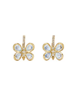 Temple St. Clair - 18K Yellow Gold Royal Blue Moonstone & Diamond Butterfly Earrings