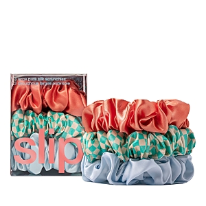 Shop Slip Pure Silk 3-pack Large Scrunchies In Sea Mist