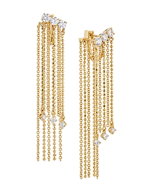 Nadri Twilight Cubic Zirconia & Chain Fringe Front To Back Earrings in 18K Gold Plated