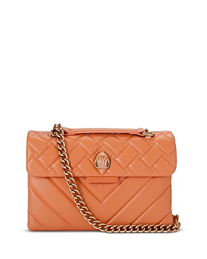 Shop Kurt Geiger Kensington Leather Shoulder Bag In Rust/copper