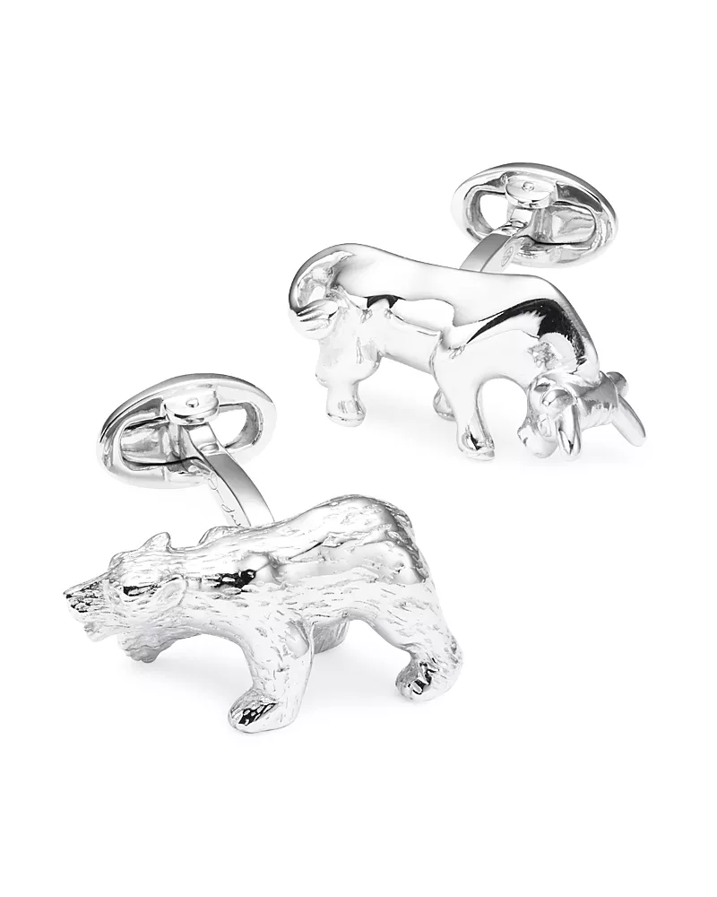 Jan Leslie Sterling Silver Bull & Bear Cufflinks