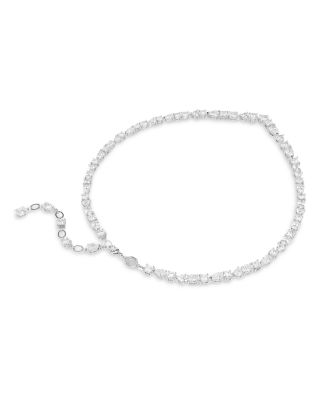 Mesmera Mixed Cut Crystal Necklace in Rhodium Plated, 15"