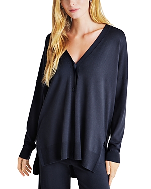 Splendid Veronica Button-front Tunic Cardigan In Navy