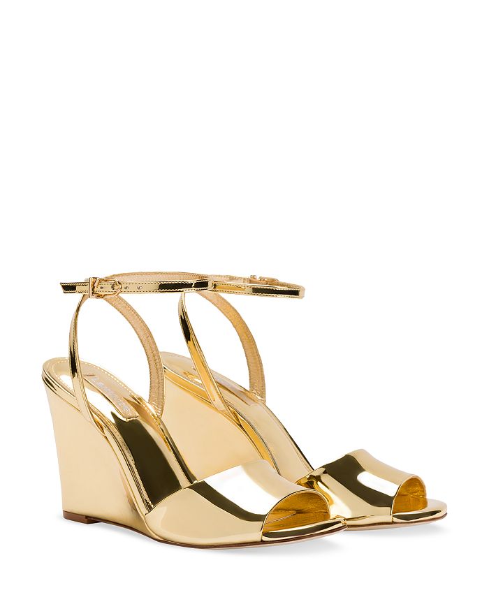 Larroudé Women's Yves Metallic Wedge Ankle Strap Sandals | Bloomingdale's