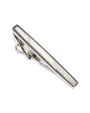 Link Up Dotted Frame Mother Of Pearl Strip Short Tie Bar In White