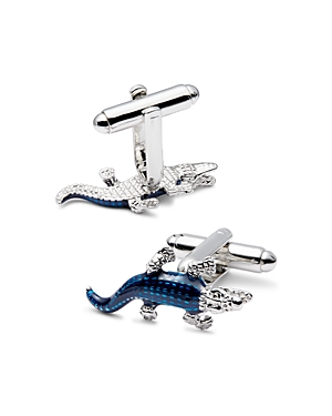 Link Up Blue Crocodile Cufflinks In Blue
