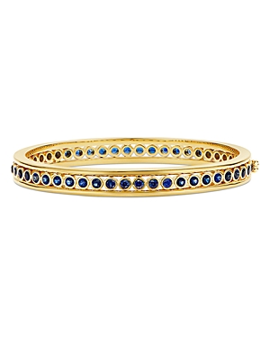 Temple St Clair 18k Yellow Gold Fj Blue Sapphire Bangle Bracelet In Blue/gold