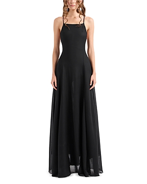 Shop Emporio Armani Shadow Stripe Sleeveless Maxi Dress In Solid Black