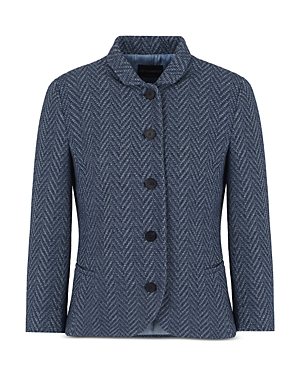 Shop Emporio Armani Chevron Foldover Collar Jacket In Blue
