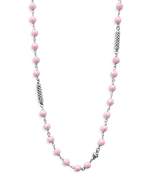 Lagos Sterling Silver Caviar Icon Pink Ceramic Bead Station Collar Necklace, 16-18