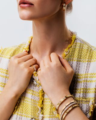 18K Yellow or White Gold Love in Verona Diamond Flower Bangle, 0.15 tcw