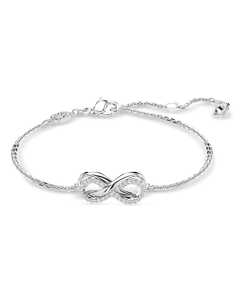 Swarovski Rhodium-plated Pave Infinity Link Bracelet In Silver