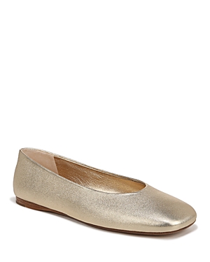 Vince Leah Metallic Square-toe Ballerina Flats In Gold