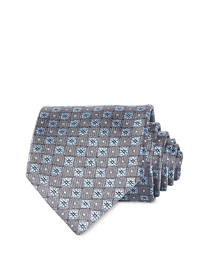 David Donahue Floral Medallion Print Silk Classic Tie In Charcoal