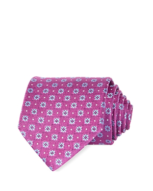David Donahue Floral Medallion Print Silk Classic Tie In Berry