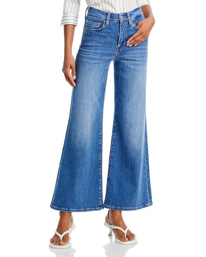 Shop Frame Le Slim Palazzo High Rise Wide Leg Jeans In Drizzle