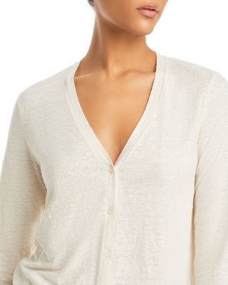 Stretch Linen V Neck Cardigan