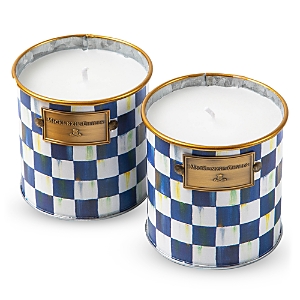 Shop Mackenzie-childs Royal Check Small Citronella Candles, Set Of 2