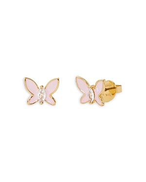 Kate Spade New York Social Butterfly Mini Stud Earrings In Pink/gold