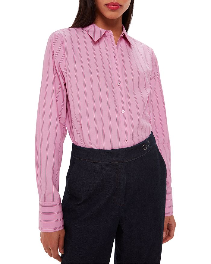 Whistles Striped Boxy Fit Shirt | Bloomingdale's