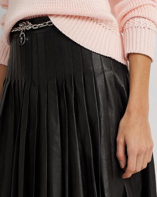 Ralph Lauren Leather Pleated Mini Skirt | Bloomingdale's