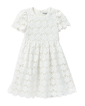Shop Self-portrait Girls' Sequin Floral Lace Dress - Little Kid, Big Kid In White