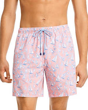 Peter Millar Crown Boats And Ropes Swim Trunks, 7 In Peach Bloom