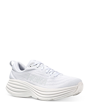 Shop Hoka Men's Bondi 8 Lace Up Running Sneakers In White/white