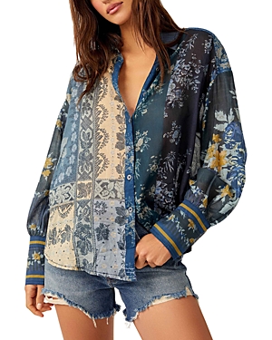 Shop Free People Flower Patch Top In Indigo Combo