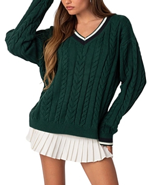 Edikted Amoret Oversize Cable Sweater In Green