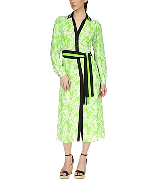 Shop Michael Kors Belted Midi Dress In Green Apple