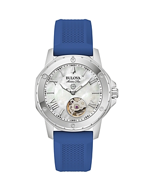 Shop Bulova Marine Star Watch, 35mm In Silver/blue