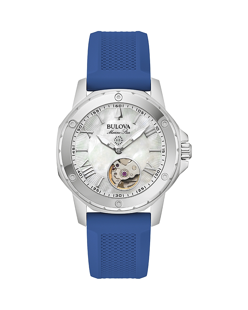 Bulova Automatic Womens Automatic Blue Strap Watch 96l324 In Multi