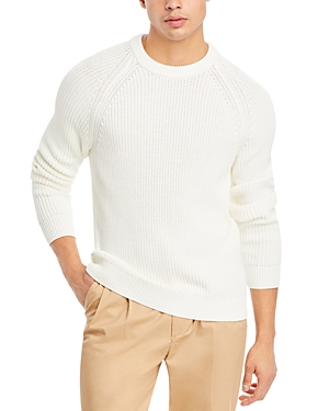 Shop Michael Kors Cotton Shaker Knit Crewneck Sweater In White