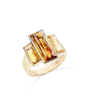 Bloomingdale's Citrine Three Stone Statement Ring in 14K Yellow Gold