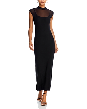 Shop Aqua Mesh Mock Neck Maxi Dress - 100% Exclusive In Black