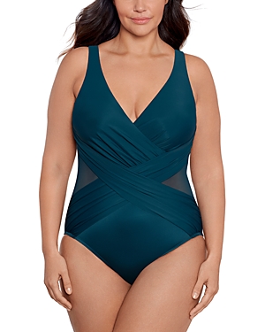 Shop Miraclesuit Plus Solid Crossover One Piece Swimsuit In Nova Green