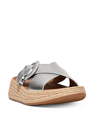 Fitflop F-mode Platform Slide Sandal In Silver