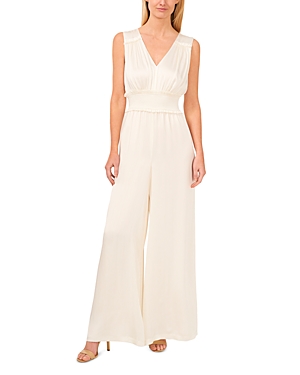Shop Cece Smocked Waist Sleeveless Jumpsuit In New Ivory
