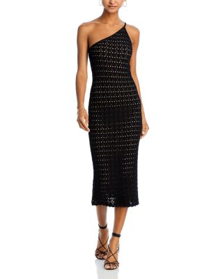 AQUA - One Shoulder Crochet Midi Dress - Exclusive