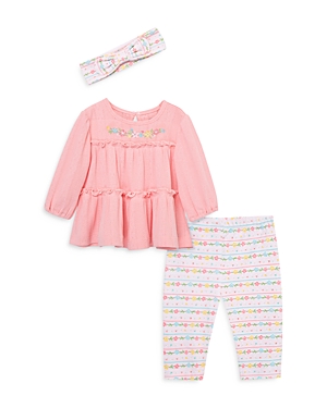 Shop Little Me Baby Girls' Garland Bow Headband, Tunic, & Leggings Set - Baby In Pink