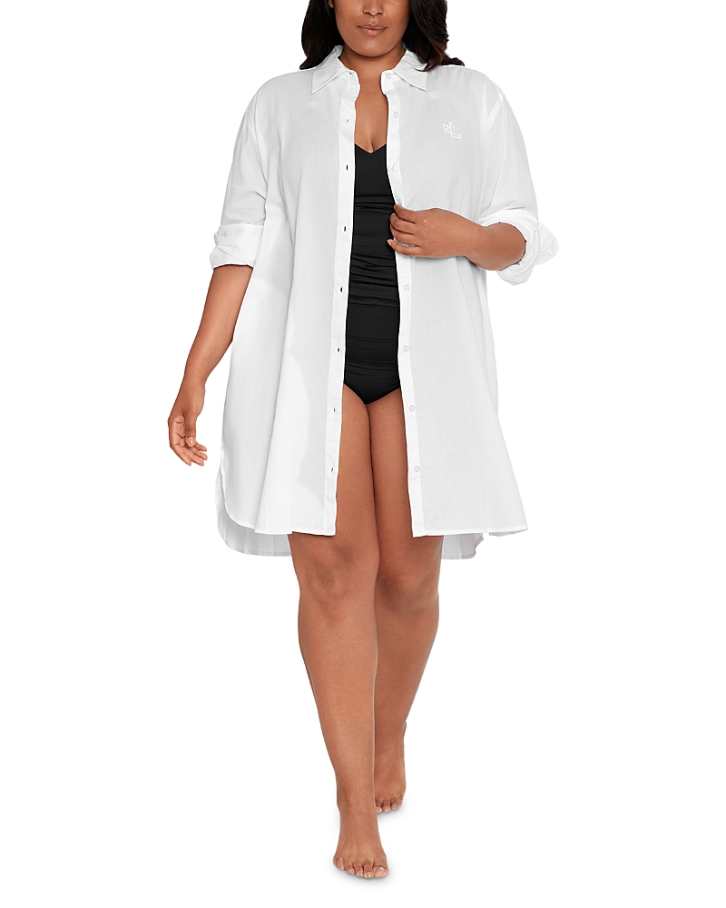 Lauren Ralph Lauren Plus Size Cotton Maxi Beach Shirt