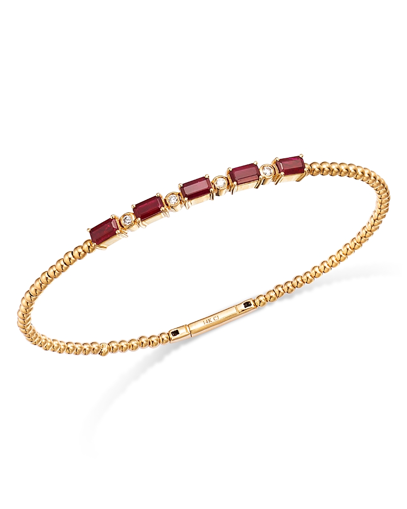 Bloomingdale's Fine Collection Ruby & Diamond Bangle Bracelet in 14K Yellow Gold · OS